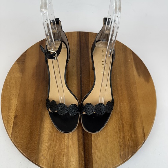 New Womens Jack Rogers Lauren Black Ankle Strap Block Heeled Sandals Size 10 M - Picture 4 of 8